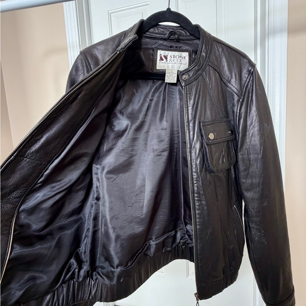 STONE & Co. Authentic Women’s Black Leather Jacket. Size Medium